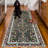 Washable 2x6 Hallway Runner Rug: Vintage Bedside Rugs Non Slip Low-Pile Floral Carpet for Kitchen Bedroom Bathroom Non-Shedding Mat for Nursery Office Dining Room Durable Doormat(Black/Floral,2x6)