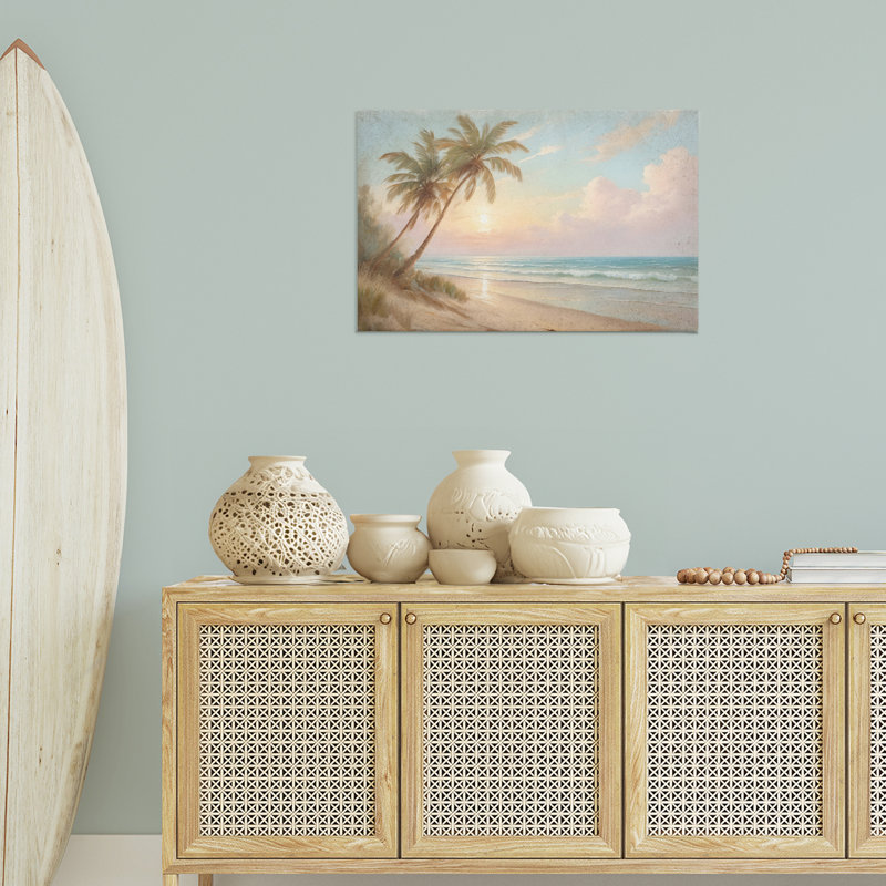 «Sunset View Beach Palms», art mural par Kim Allen, H 20 po x l 30 po