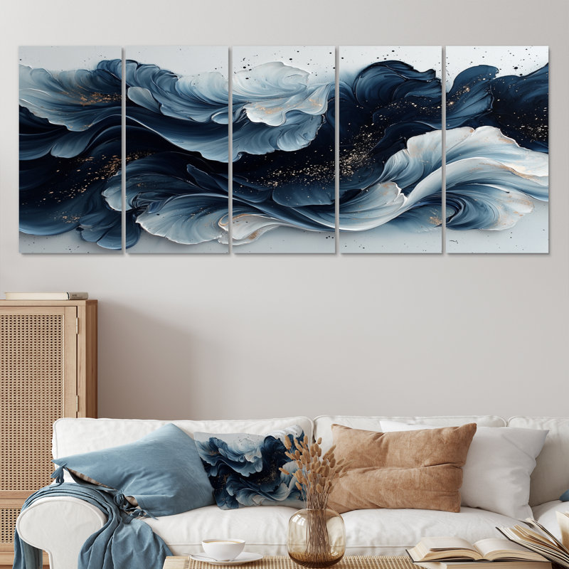 Encre monochrome Echo of Rivr II - Art mural monochrome - ensemble d'art mural moderne, 5, H 32 po x l 80 po