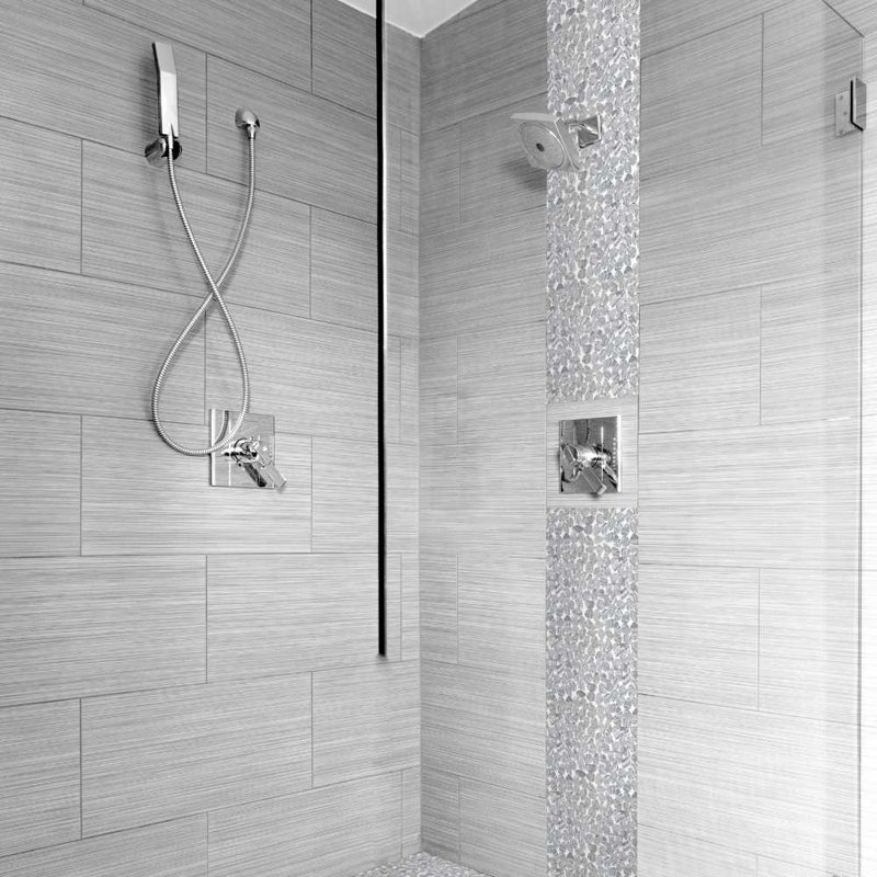 Recycled Cenote Pebble 13" x 13" Glass Wall & Floor Tile, Smoke Gray