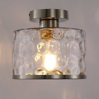 Plafonnier encastré 1 lumière en verre martelé