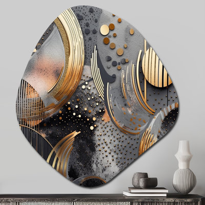 Edie - Marble Unique Shape Metal Wall Art for Living Room, Gold Asymmetrical Metal Art Print