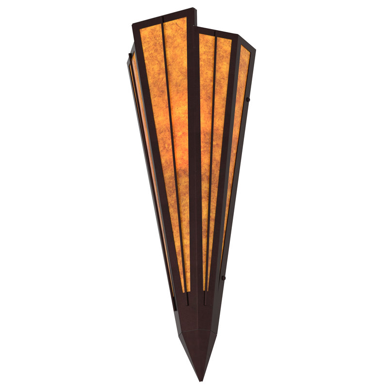 1 - Light Flush Mounted Sconce, Amber, Mica, Mahogany Bronze