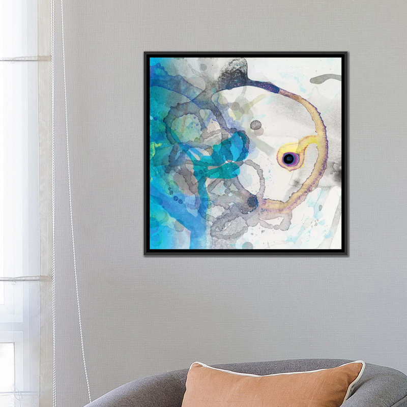 « watercolour abstract ii », impression sur toile, H 18 po x l 18 po x P 1,5 po, Pas de tapis, Toile avec cadre noir