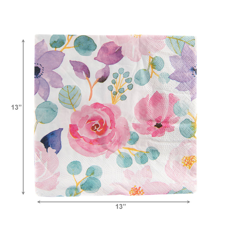 Paquet de 20 serviettes florales 3 plis déjeuner - ensemble de 6