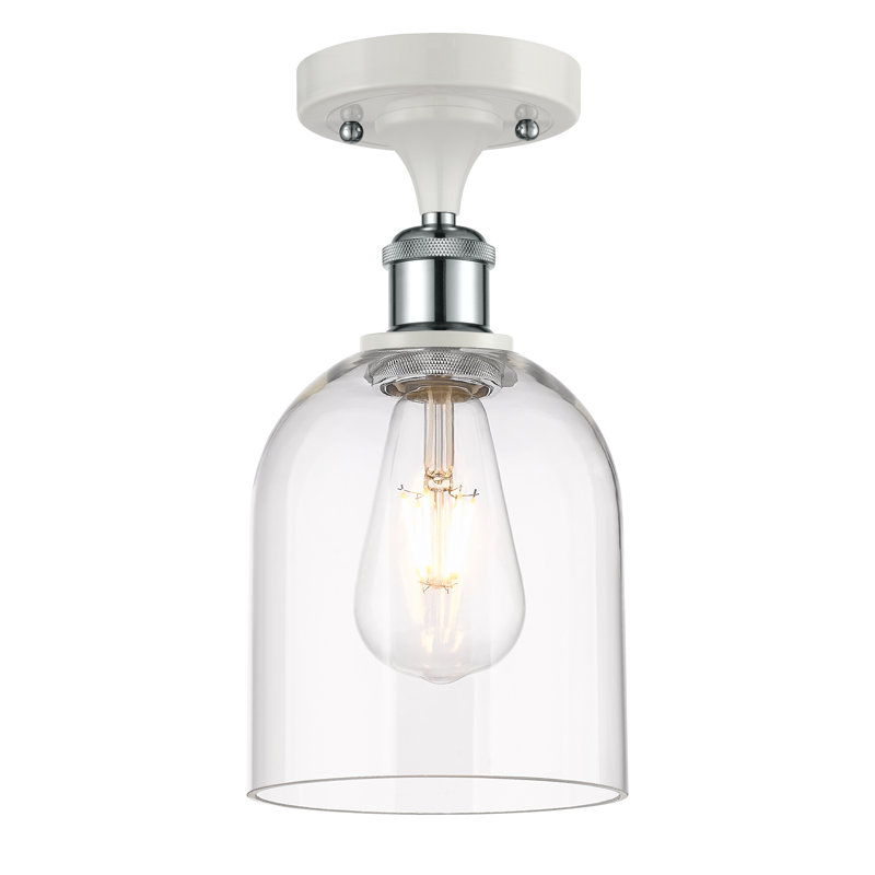 Ballston - Allysson - 1 Light 6" Semi-Flush Mount - Seedy Shade, Clear, White Polished Chrome