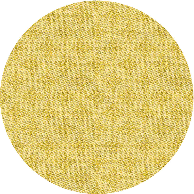 Tapis géométrique en laine jaune, Rond 3 pi