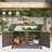  Vaydah Grill Carts Outdoor Storage Cabinet with Wheels, Metal Outdoor Grill Table Kitchen Dining Table Cooking Prep BBQ Table for Patio, Kitchen Island, Home Party, Bar-370196334