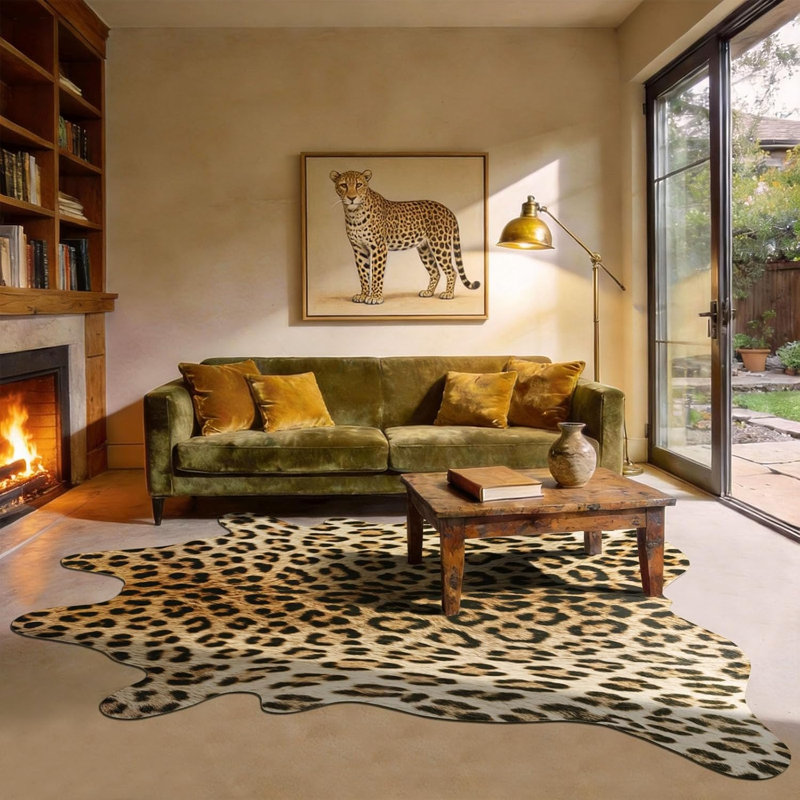 Tapis à imprimé léopard de qualité supérieure, Nouveauté 4 pi 7 po x 5 pi 2 po