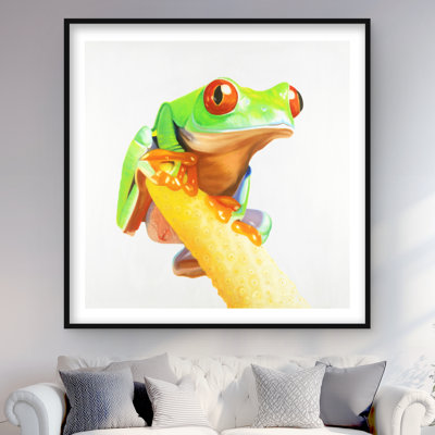 Curious Red Eyed Frog - Exotic Animal Print for Home Decor