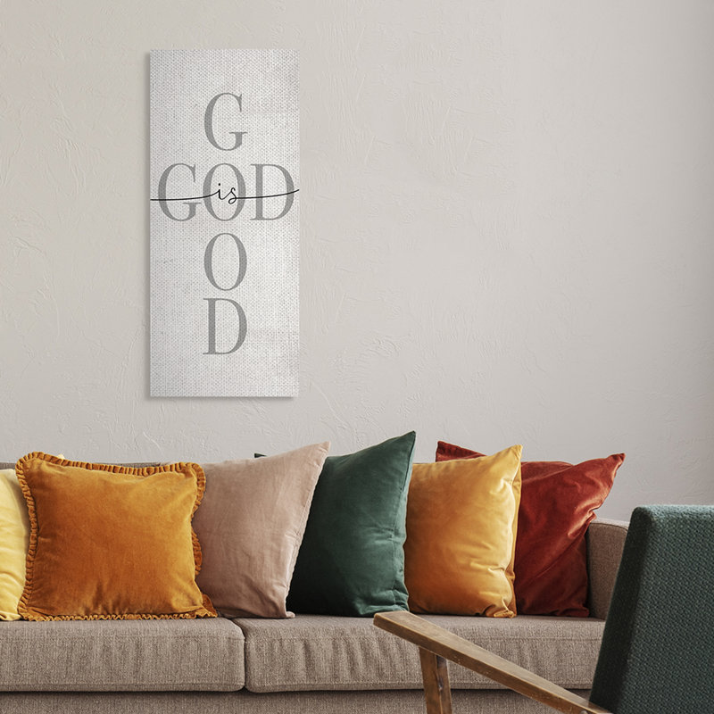 " God Is Good Phrase Faith Based Cross ", 40" H x 17" W x 1.5" D, Wrapped Canvas