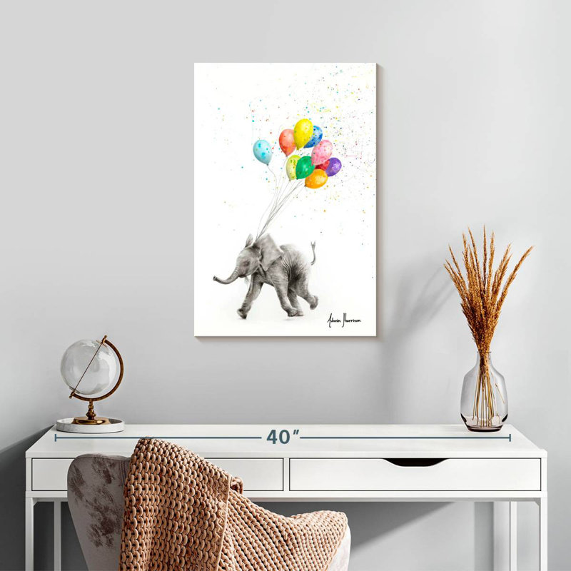 Brampt The Elephant And The Balloons, 24" H x 16" W