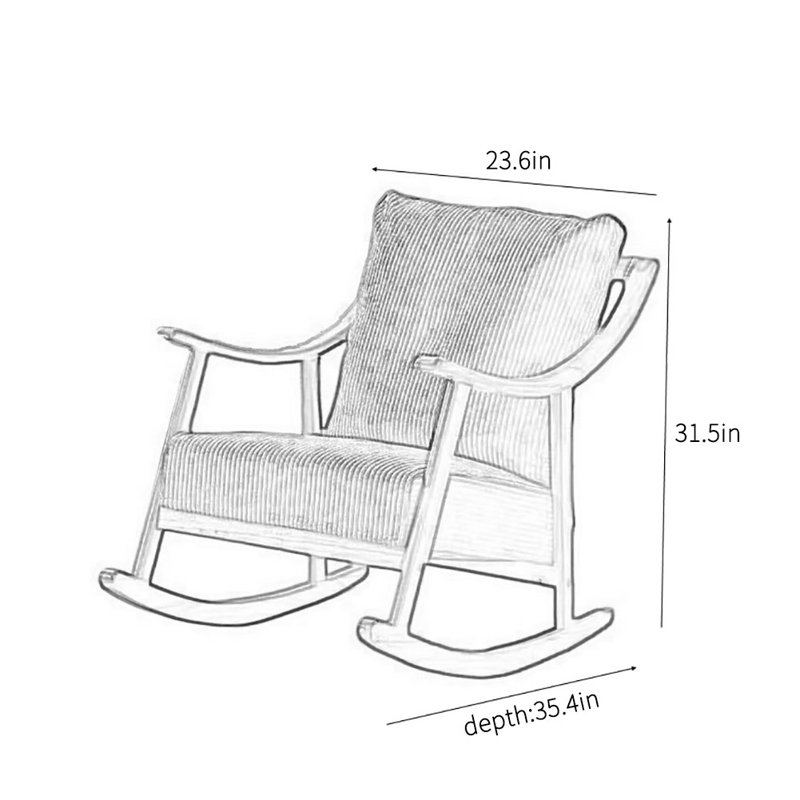 Chaise berçante en bois massif, Beige
