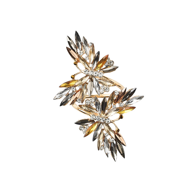 Butterflies Napkin Ring in a Gift Box, Champagne/Crystal