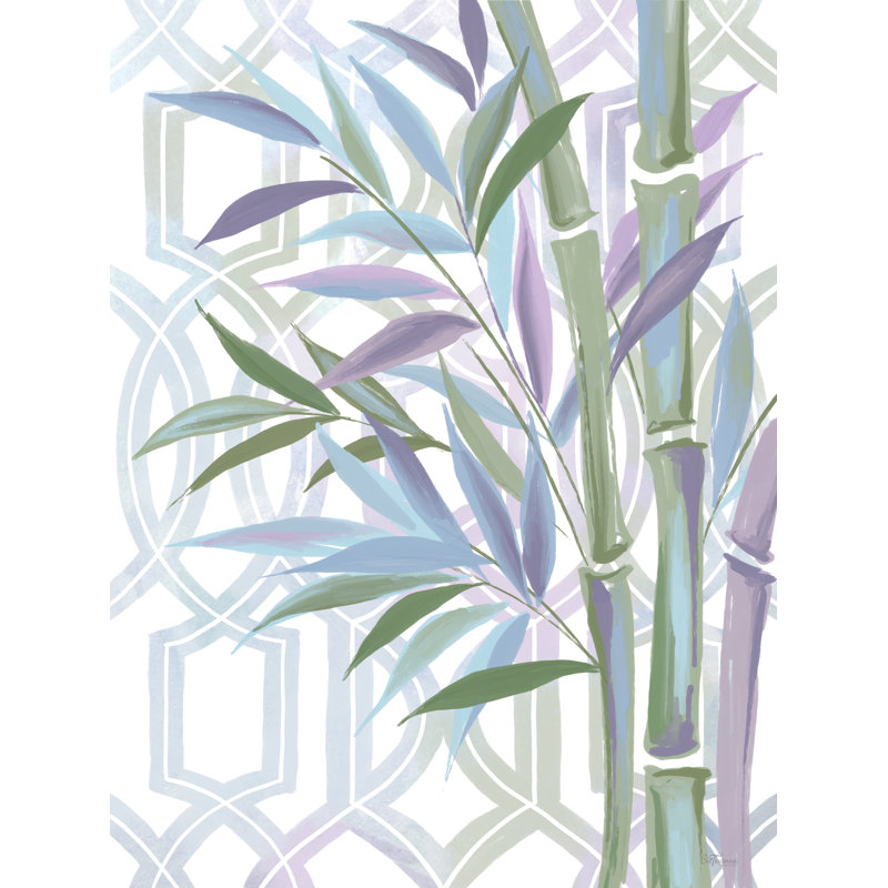 Bambou pastel et treillis par Cat Thurman Designs, Papier avec cadre photo en érable, Pas de tapis, H 40 po x l 30 po