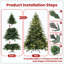 Arbre de Noël artificiel pré-éclairé avec 450 lumières incandescentes blanc chaud, 2225 pointes, pin articulé en PE + PVC avec branches à mémoire de forme partielle, support en métal pliable pour la décoration des Fêtes
