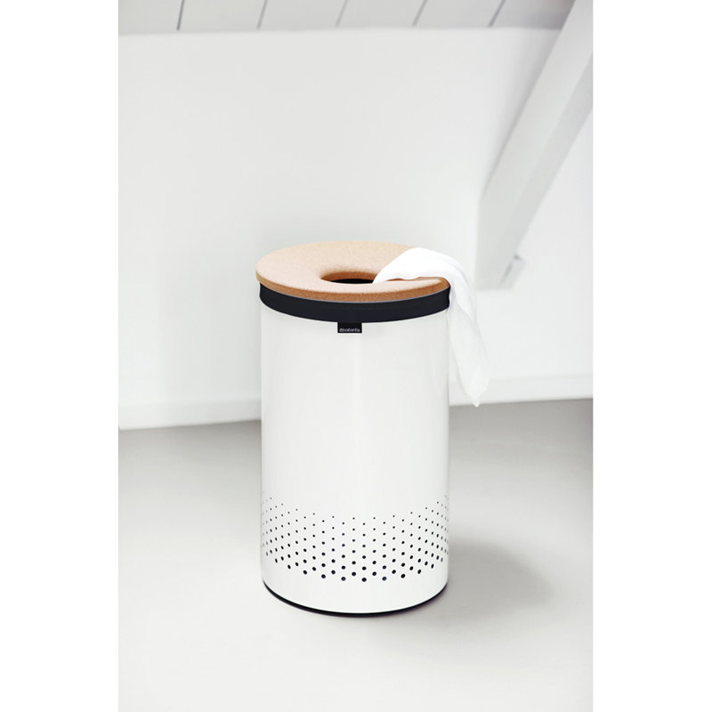 Brabantia Cork Lid Laundry Bin 60 Litre, White