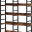 70.86”  Tall  5-Tier Rustic Brown Double Wide Industrial Bookshelf  For Living Room, Office & Kitchen
