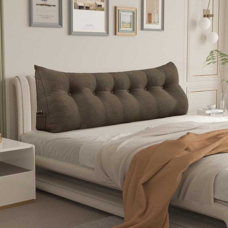 180cm Curved Headboard Pillow, 50cm H x 180cm W, Coffee
