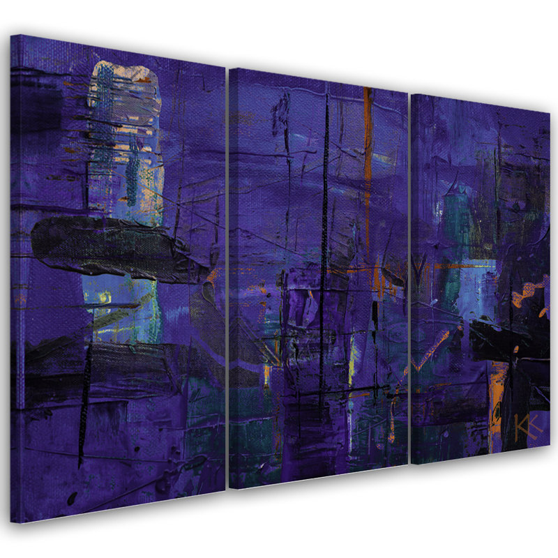 Hand In Purple - 3 Piece Wrapped Canvas Print Set, 100cm H x 150cm W