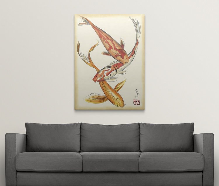 « ii » chariklia zarris, impression Koi Fish, H 24 po x l 17 po x P 1,5 po, Toile