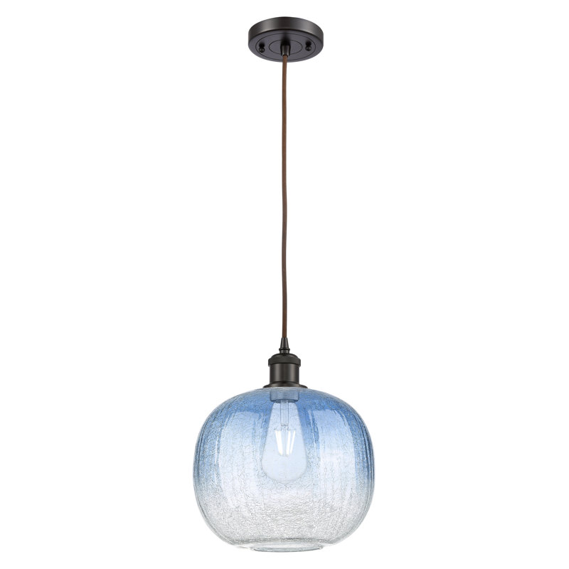 Ballston - Culpepper - Mini-luminaire suspendu à cordon 1 lumière 11 po, Bleu saphir, Bronze frotté à l'huile