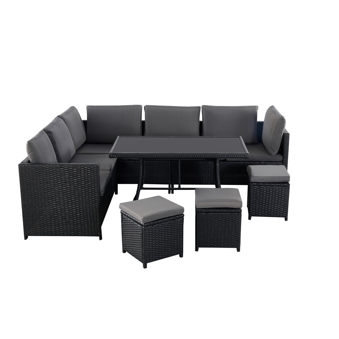 9-Sitzer Lounge-Set Esteven aus Rattan mit Polster