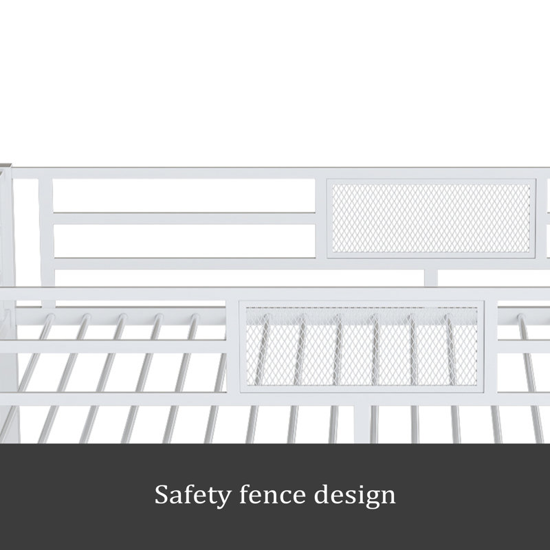 L-Shaped Metal Twin Over Full Size Bunk Bed, White