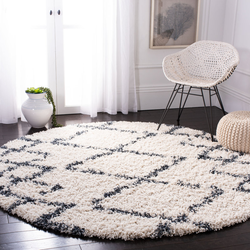 Hartwick Pro Lux Shag 400 Performance Geometric Rug, Round 6'7"