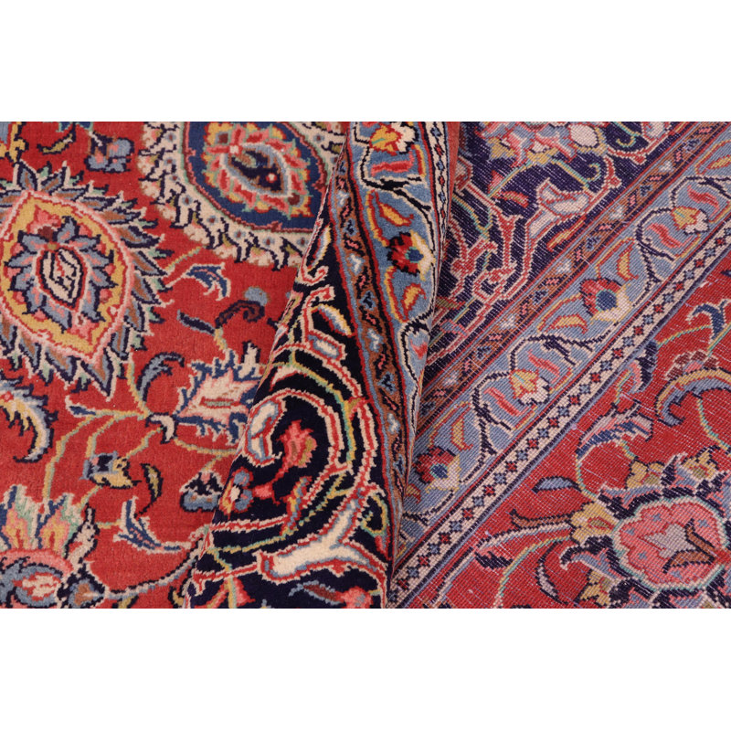 Tapis oriental rouge en laine 9 pi 9 po x 13 pi Paramus