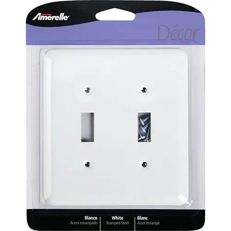 Amerelle Devon White 2 gang Stamped Steel Toggle Wall Plate 1 pk