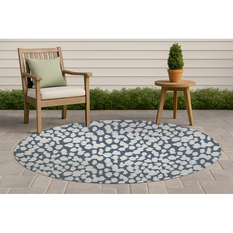 Animal Splat Non-Slip Outdoor Rug, Round 5'
