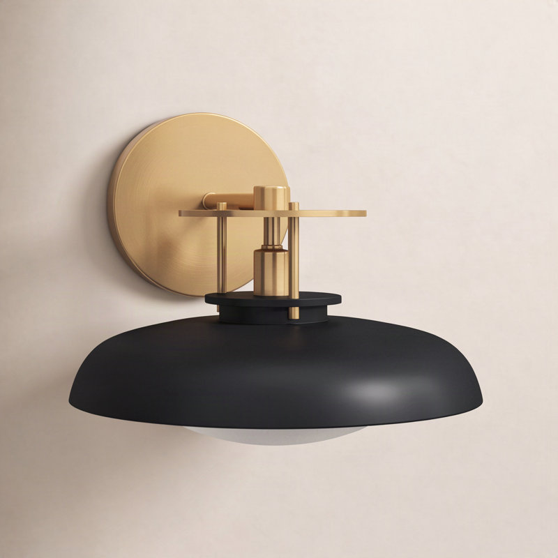 Rosamund Dimmable Bath Sconce, Matte Black/Warm Brass