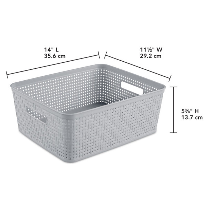 Plastic General Basket Set, 15 quarts, 6 Pack and Short