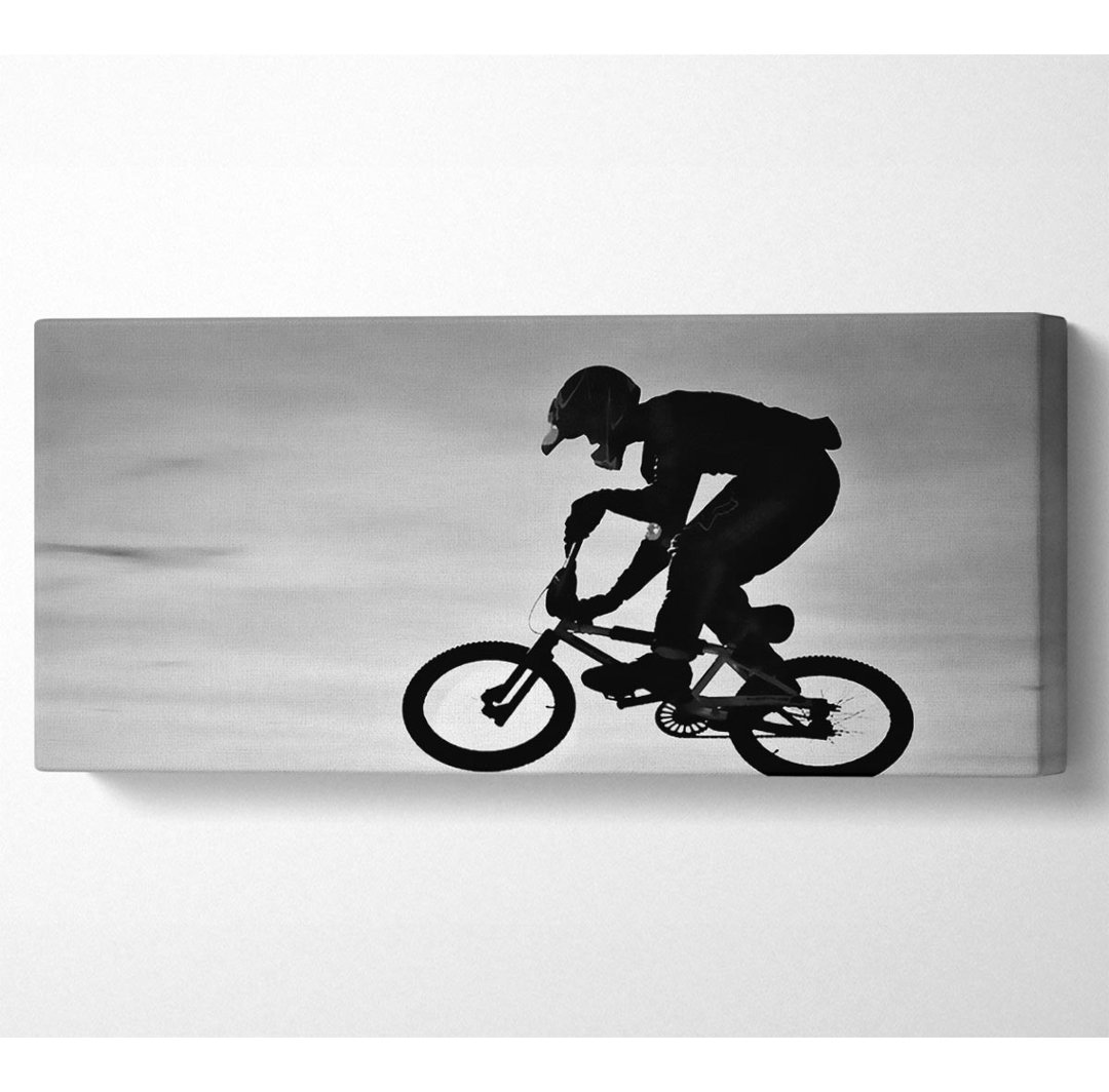 BMX Jump B N W Panorama-Leinwand