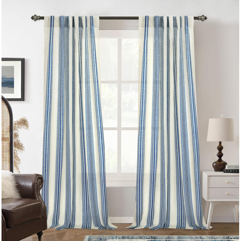 Rideaux semi-transparents avec passe-tringle Chris, L 52 po x L 84 po, Bleu marine jean