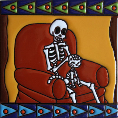 Amoureux des chats TalaMex. Carreau d'argile Day-Of-The-Dead