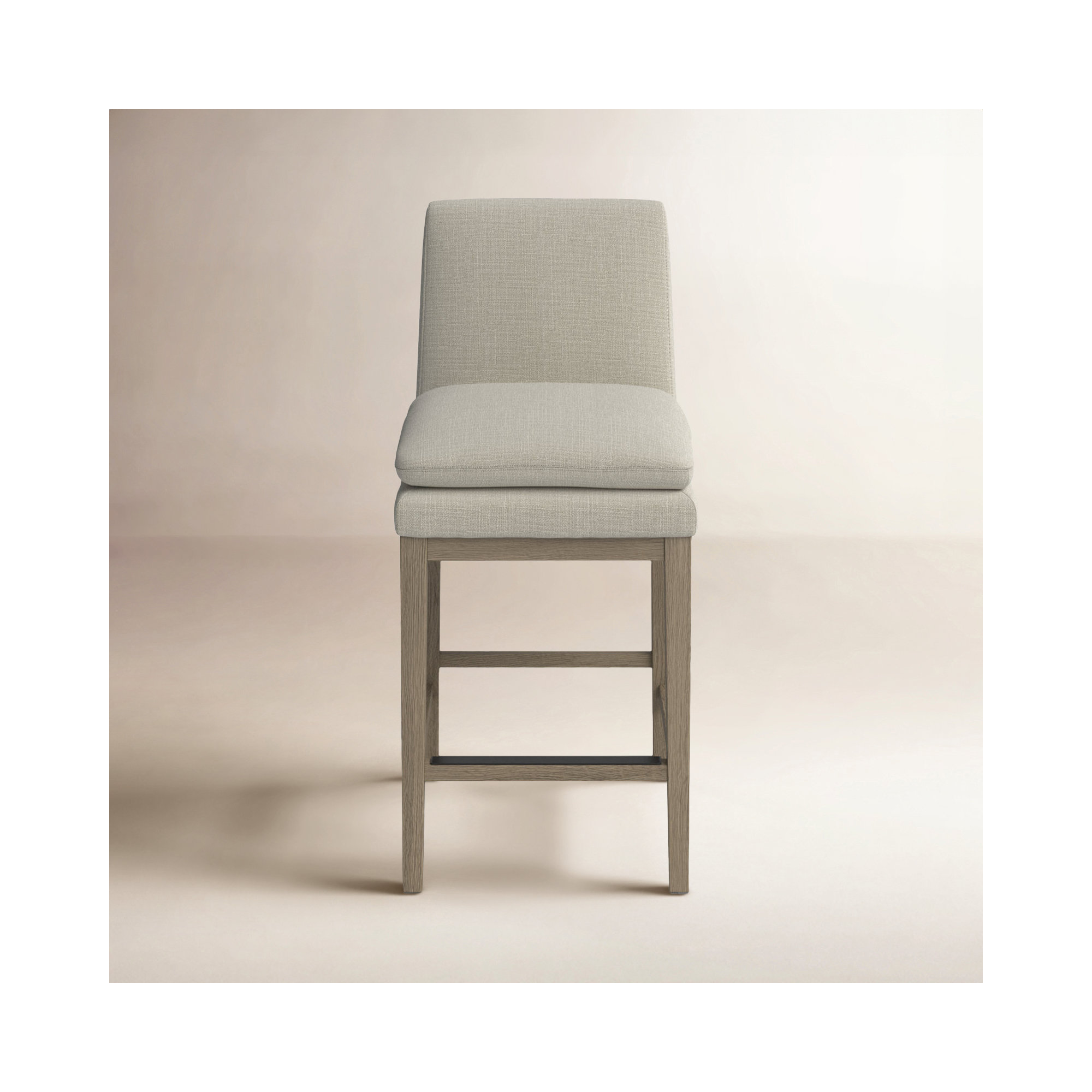 Bethea Upholstered Counter Stool, Linen, Graywash