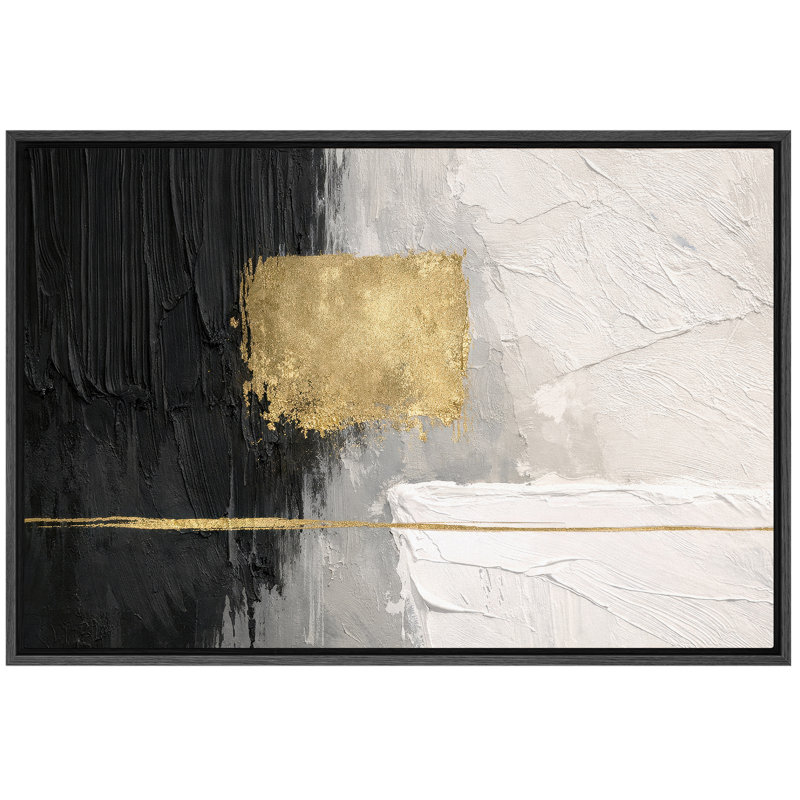 Abstrait blocs géométriques minimalistes, noir blanc et beige chaud, style moderne épuré, impression sur toile encadrée