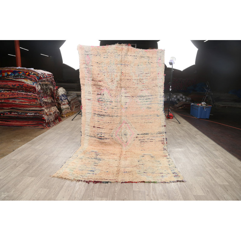 Tapis décoratif en laine noué à la main de conception unique 5 pi 5 po x 9 pi 9 po noué à la main