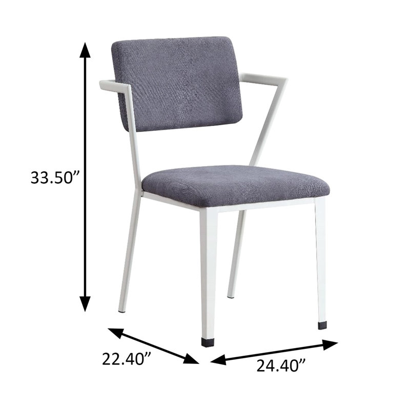 CHAISE DE BUREAU DE 62 CM DE LARGE, TISSU GRIS, Blanc