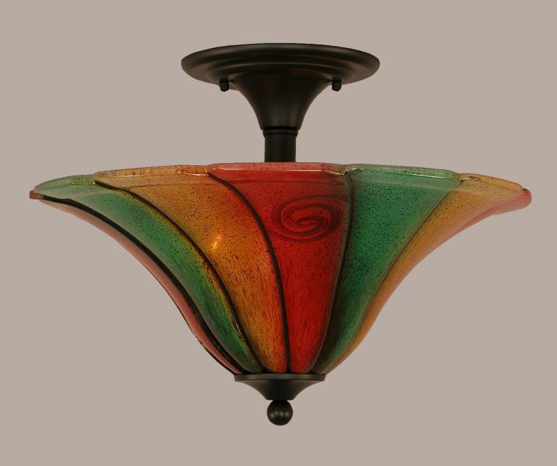 Baranda semi-encastré 2 ampoules avec verre Mardi gras 16 po, Granit foncé