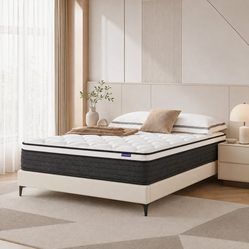 Matelas hybride 10 po, ressorts ensachés individuellement, fermeté moyenne, mousse à mémoire de forme CertiPUR, lit dans une boîte