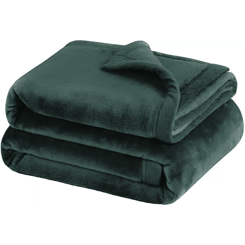 Plain Weave / Muslin Heated Throw Blanket, Green Emerald, Double