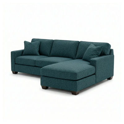 Clifford L-Shaped 3-Seat Sectional Sofa with Engineered Hardwood Frame in Dark Blue, Dark Green, or Teal
