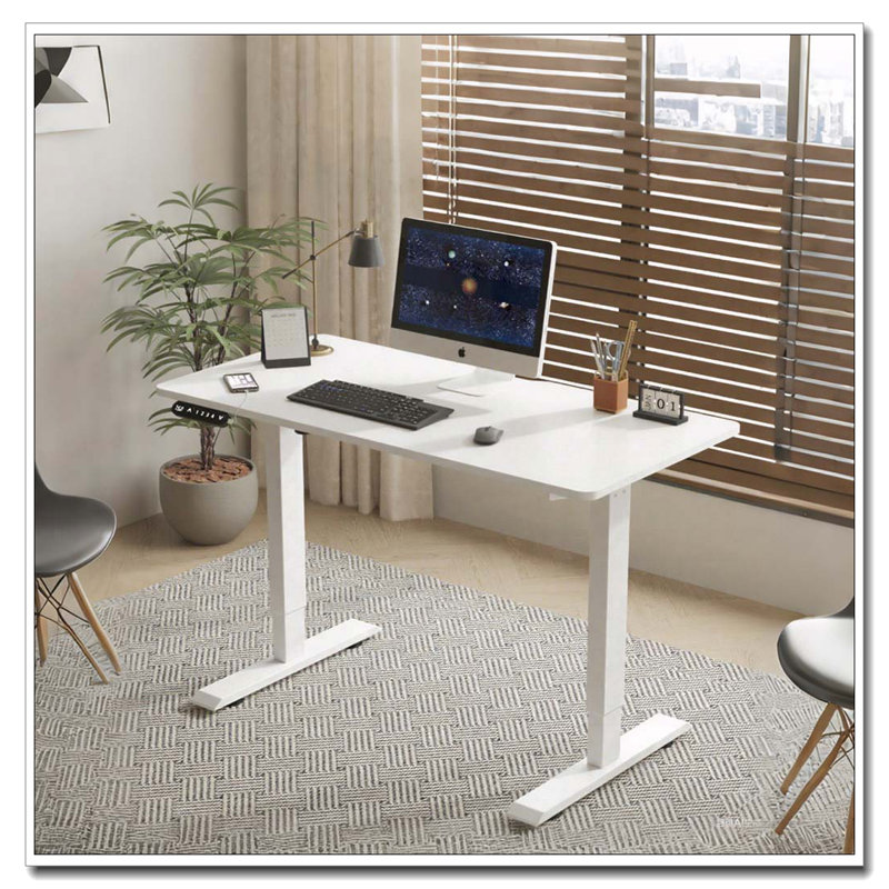 Bureau électrique à hauteur réglable, H 24 po x l 55 po x P 24 po, Blanc / blanc