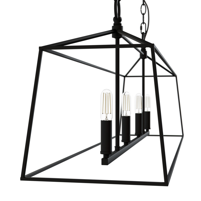 Jasmine Roth 4 - Light Dimmable Kitchen Island Square / Rectangle Chandelier, Flat Matte Black