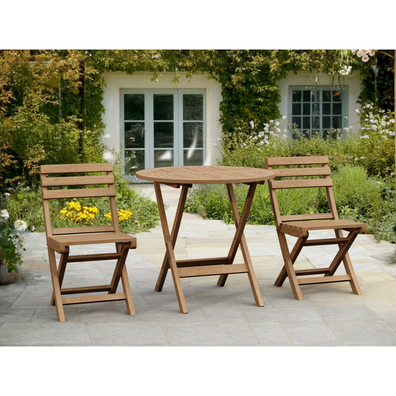 Girtrue Outdoor 3 - Piece Teak Bistro Set, (No Cushion)