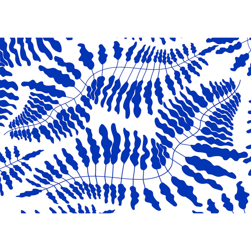 Papier peint botanique - fougère bleue, L 100 po x l 137 po