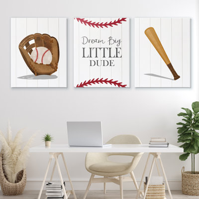 Get Your Baseball Game On 3pc Canvas Set, design by Christine Simpson Art